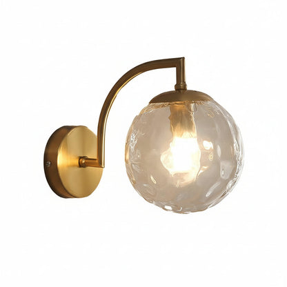 Contemporary LED Wall Light with Curved Arm Glass Shade
