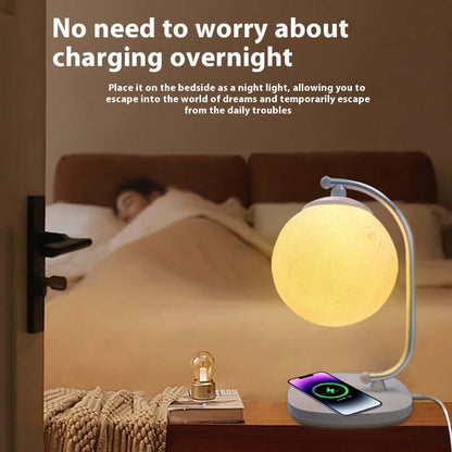 Compact Smart LED Bedside Table Lamp with Wireless Charging