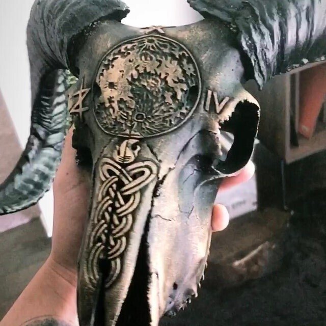 Decorative Ram Skull Figurine