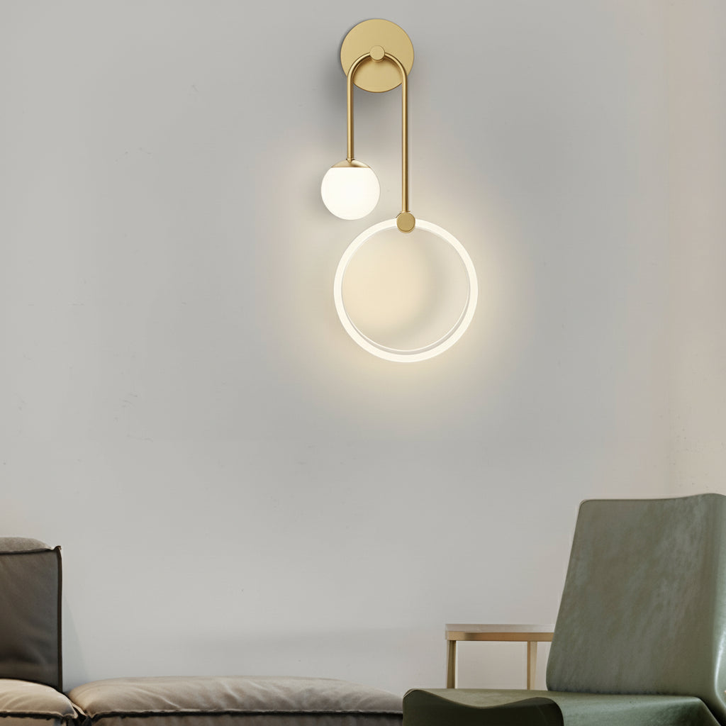 Contemporary 2-Light Gold Wall Lamp