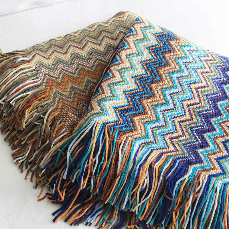 Vibrant Striped Fringe Throw Blanket