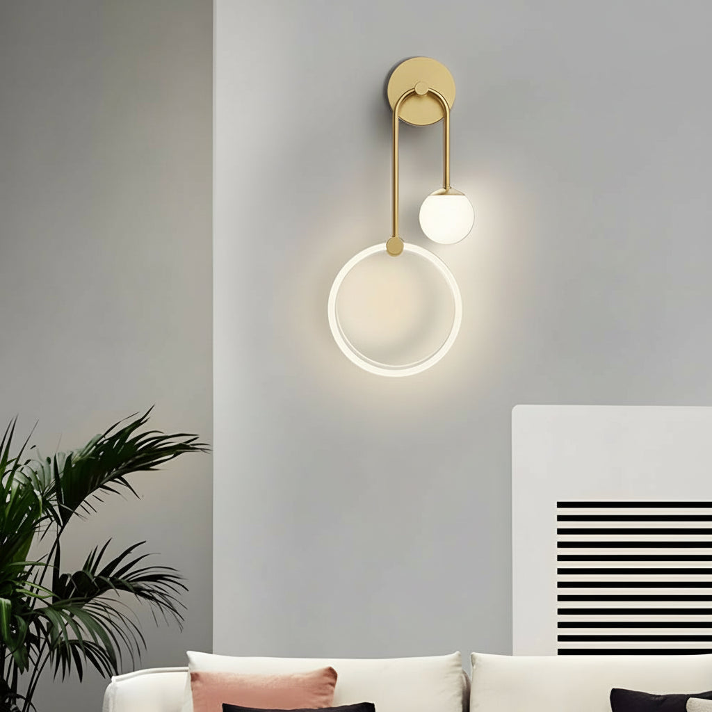 Contemporary 2-Light Gold Wall Lamp