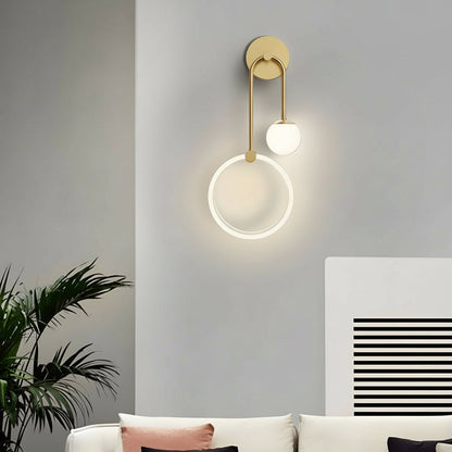 Contemporary 2-Light Gold Wall Lamp