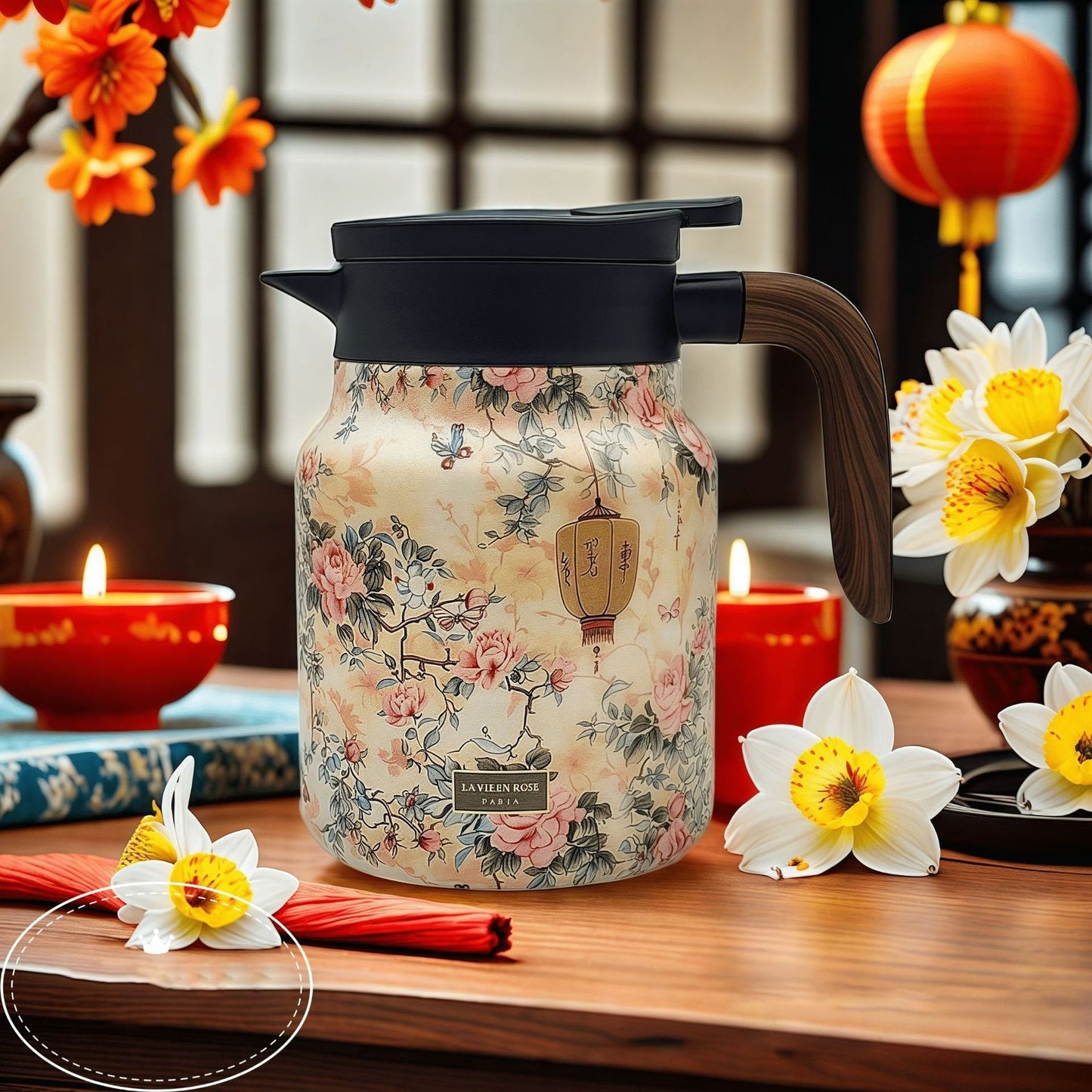 Classic Floral Design Tea Infuser Thermos