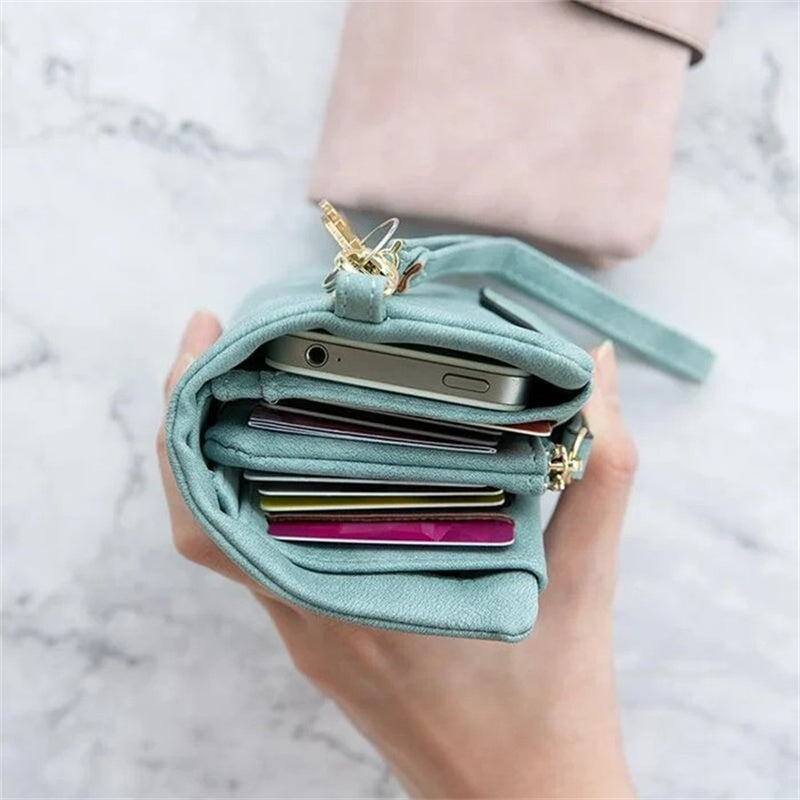 Compact Ladies Leather Tri Fold Wallet