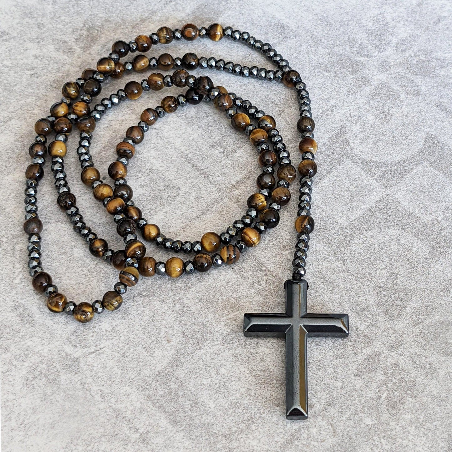 Bohemian Tiger Eye and Lapis Lazuli Men's Necklace