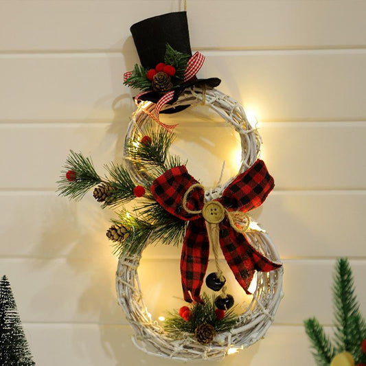 Winter Snowman LED Holiday Wreath Decoration - Cofik