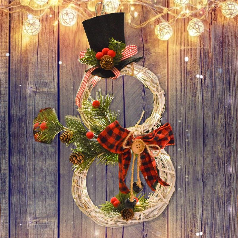 Winter Snowman LED Holiday Wreath Decoration