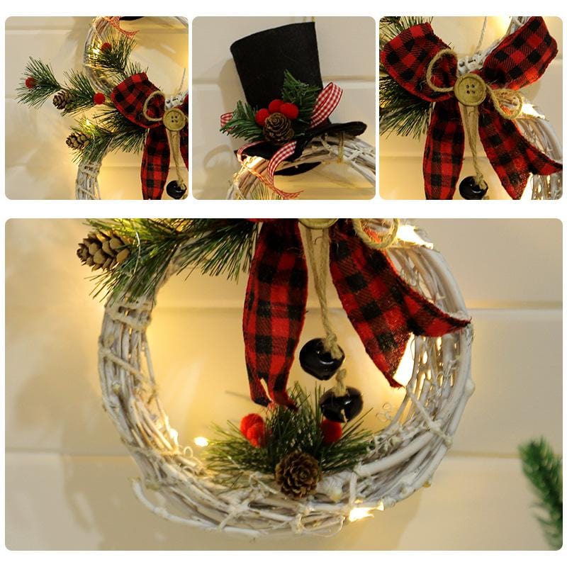 Winter Snowman LED Holiday Wreath Decoration