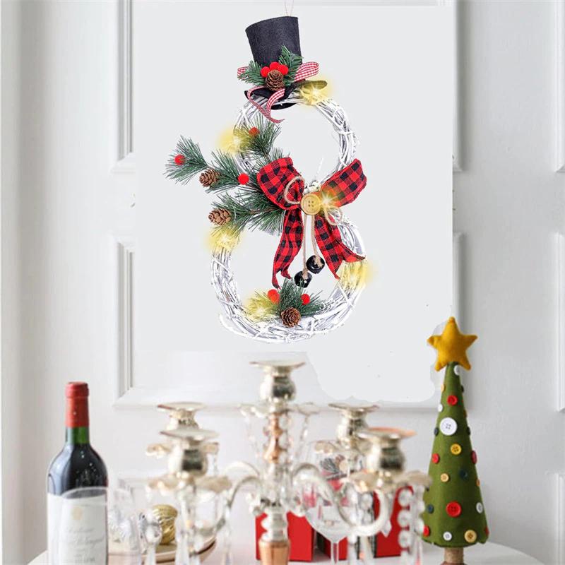 Winter Snowman LED Holiday Wreath Decoration