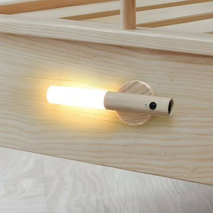 Compact Wooden LED Wall Lamp with Motion Sensor