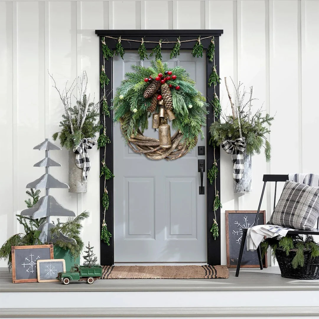 Country Chic Holiday Wreath with Pine Cones