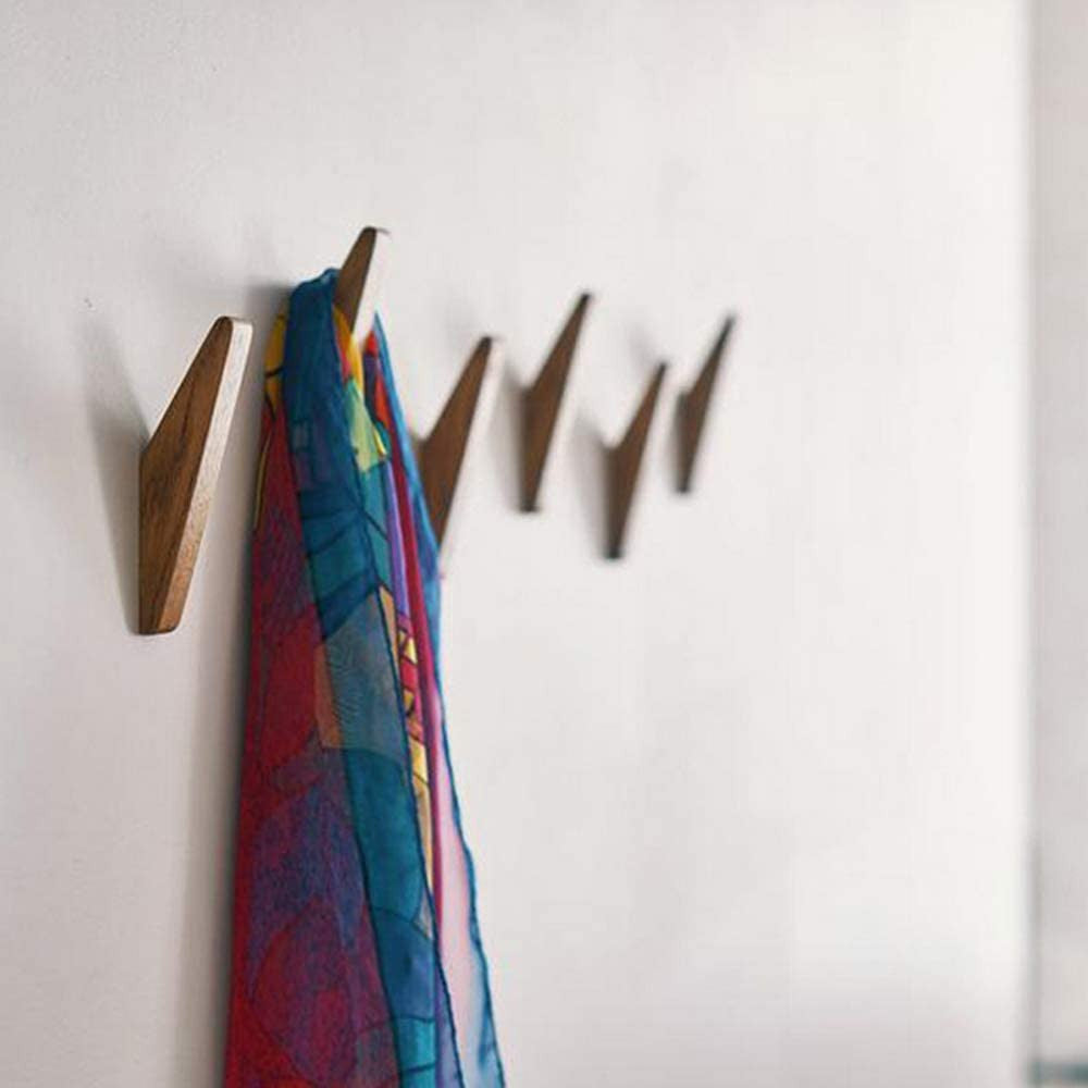 Rustic Wood Wall Hooks – 6 Piece Set