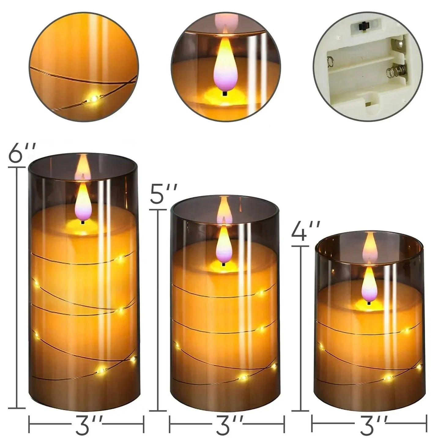Warm White Battery Operated Candle Set