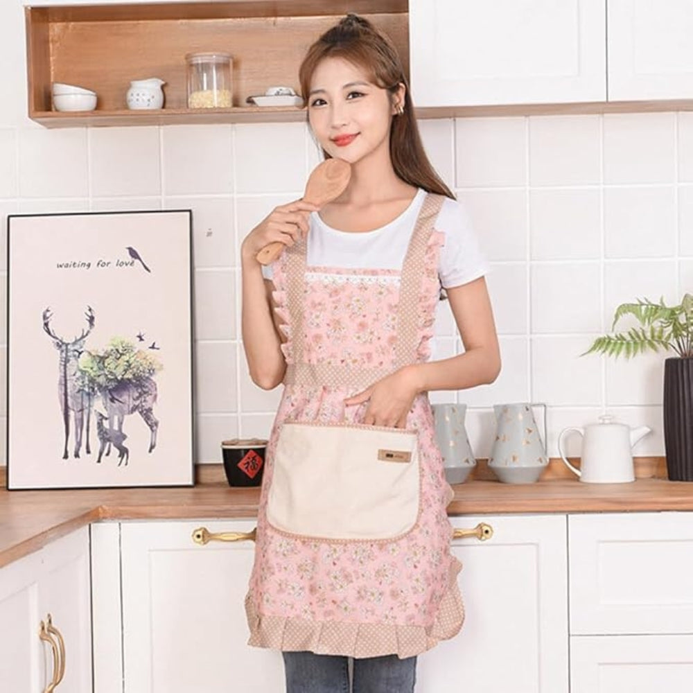 Pretty Floral Print Cooking Apron