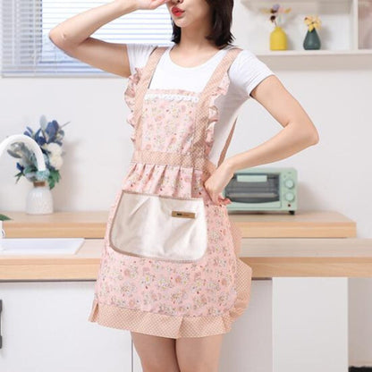 Pretty Floral Print Cooking Apron