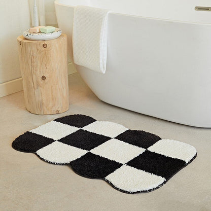 Plush Chess Board Area Rug