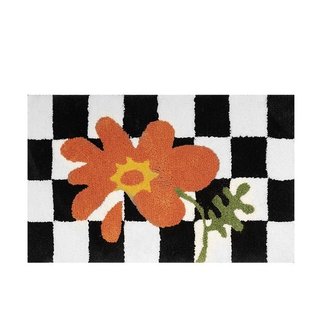 Plush Chess Board Area Rug