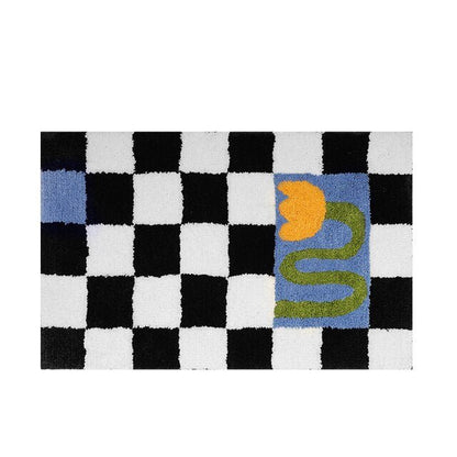 Plush Chess Board Area Rug