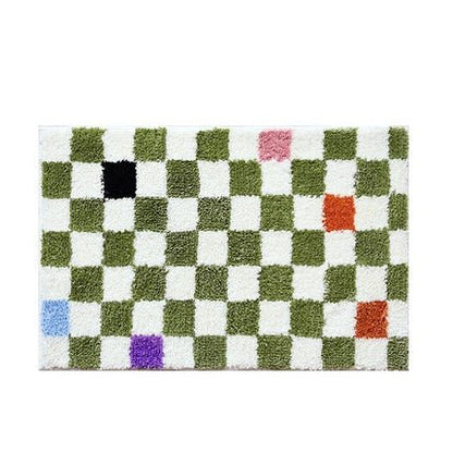 Plush Chess Board Area Rug