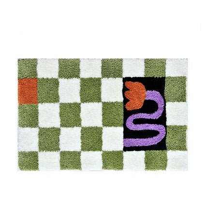 Plush Chess Board Area Rug
