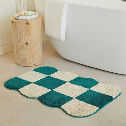 Plush Chess Board Area Rug