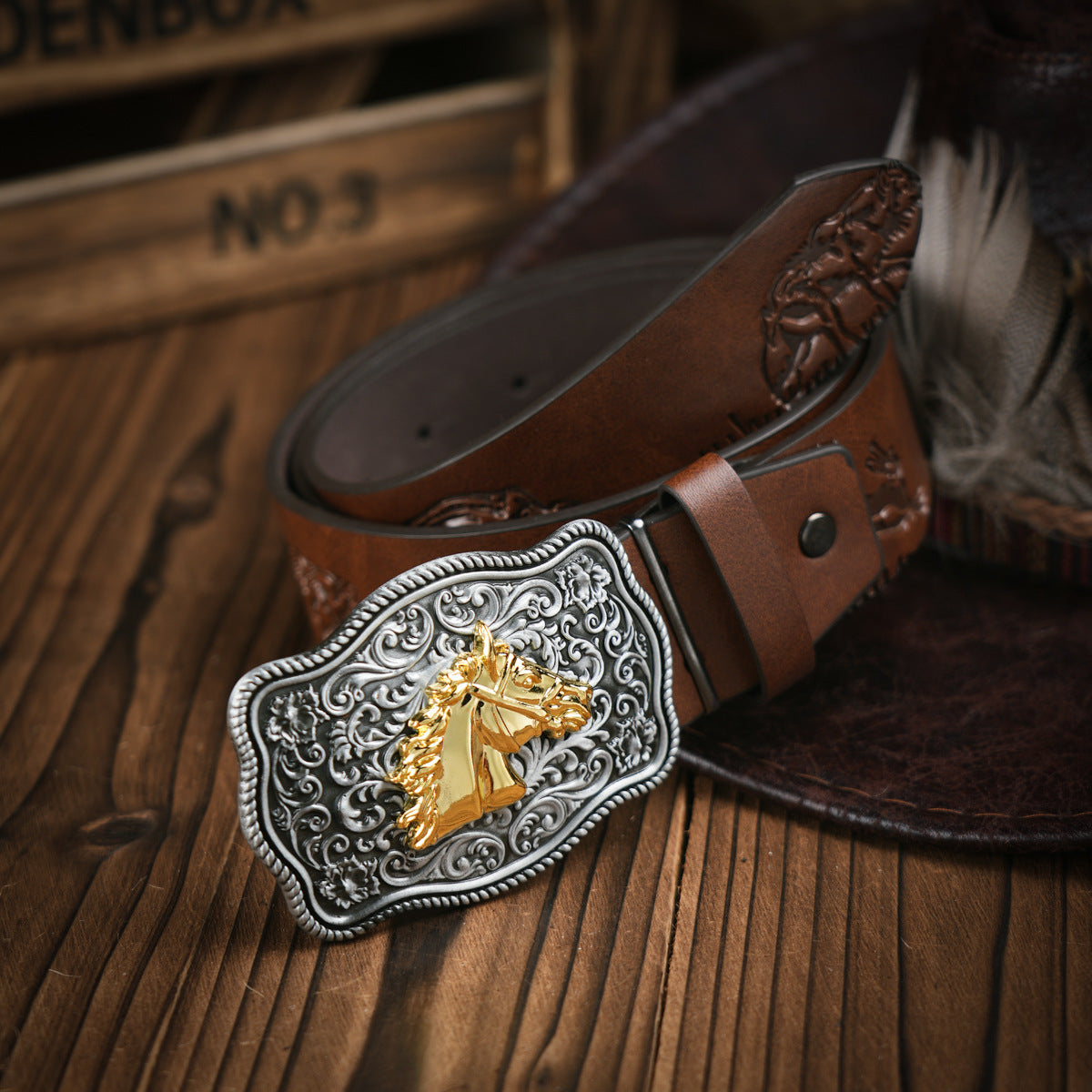 Men's Vegan Leather Belt with Strong Metal Buckle