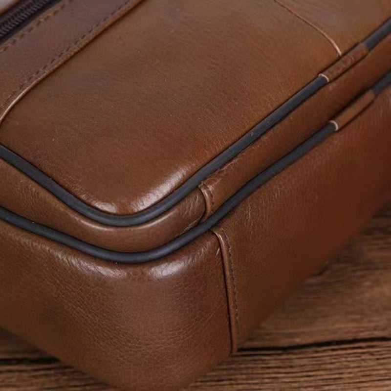 Authentic Leather Crossbody Messenger Bag for Men