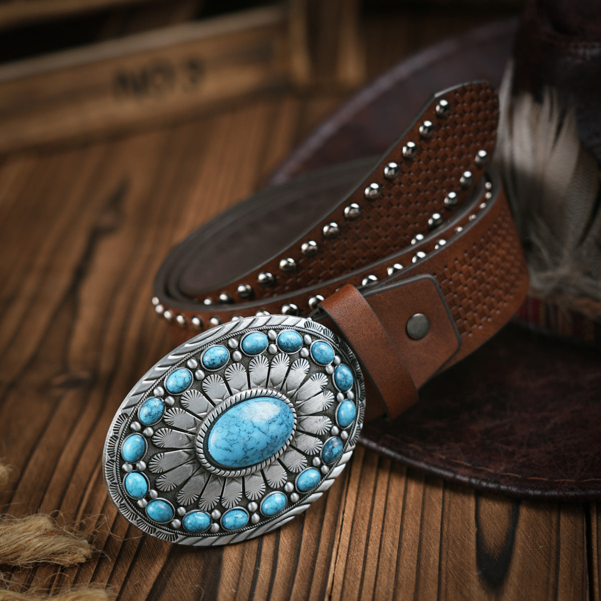 Men's Vegan Leather Belt with Strong Metal Buckle