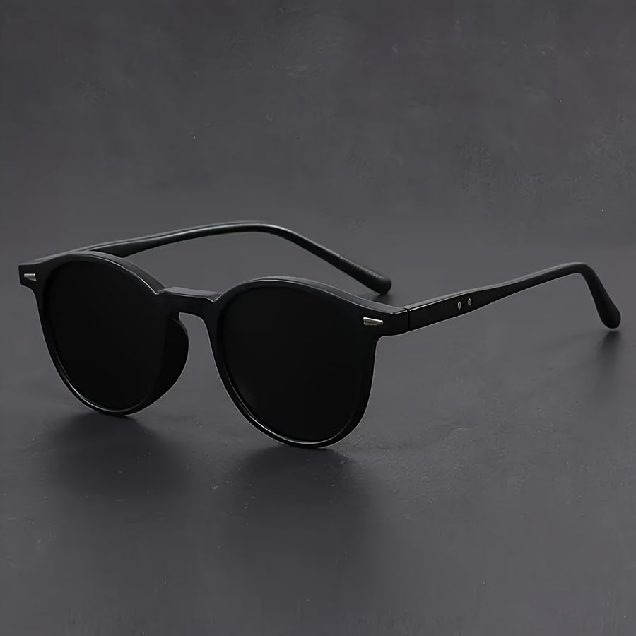 Classic Men's Round Sunglasses Brown Frames