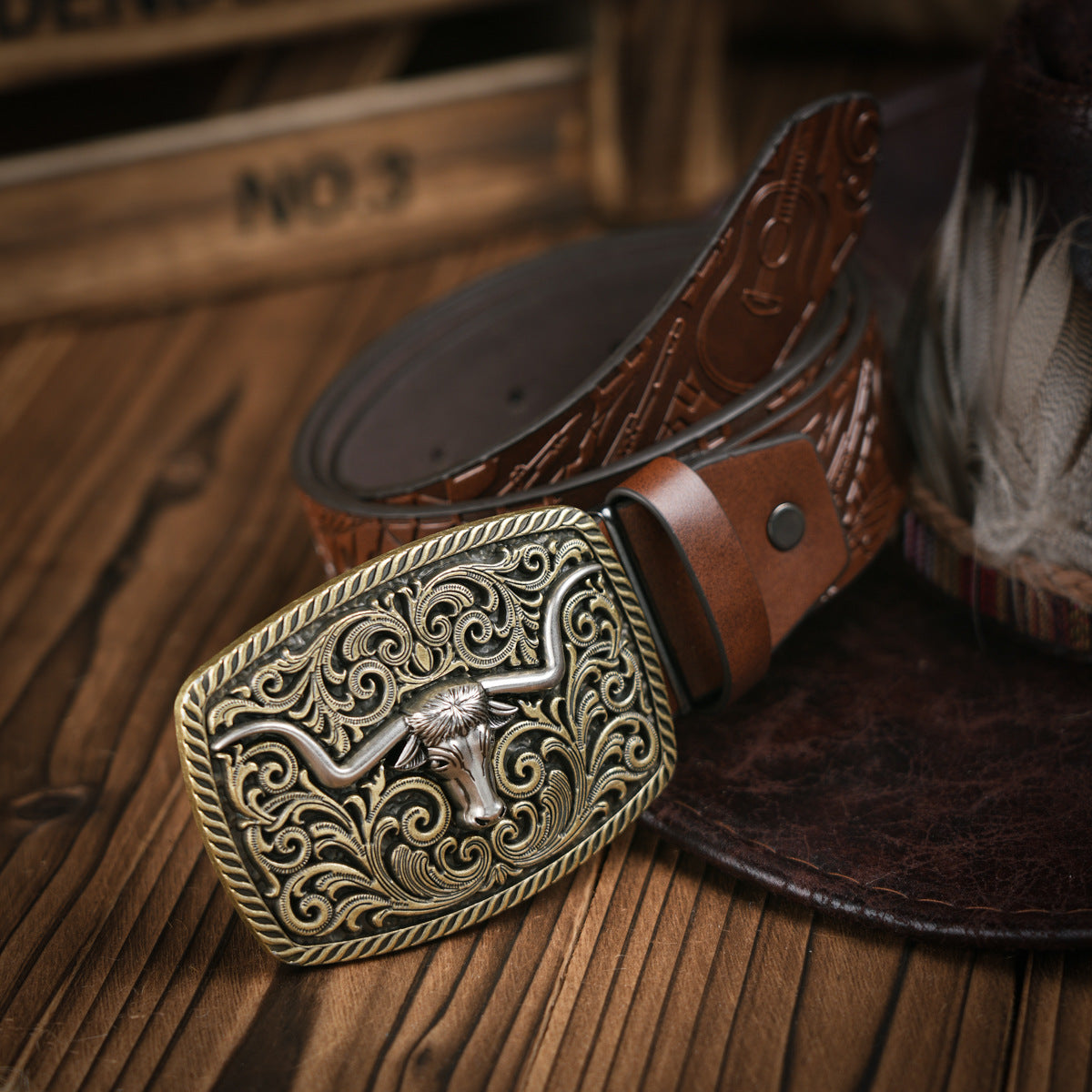 Men's Classic Western Belt - Durable Faux Leather Strap