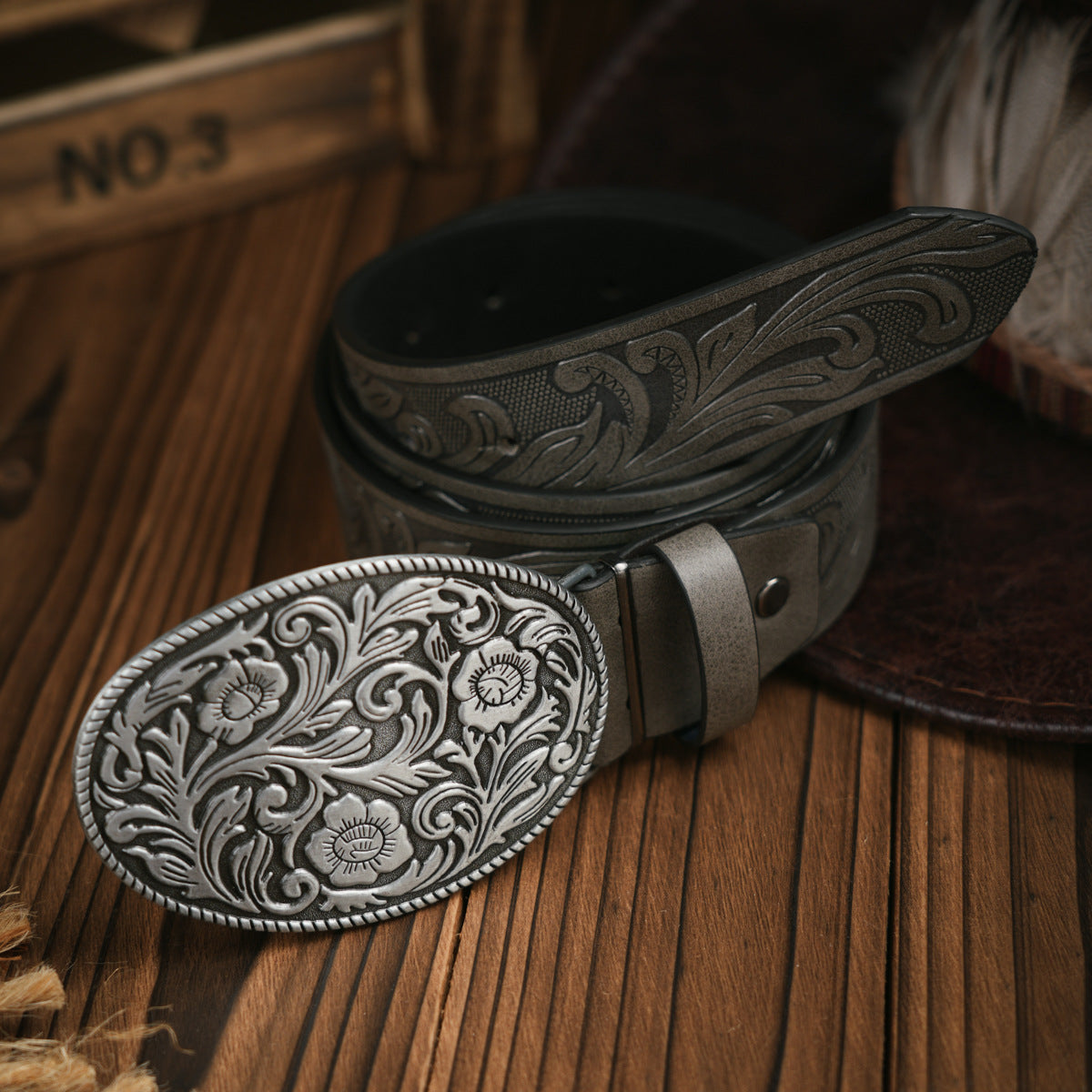 Men's Classic Western Belt - Durable Faux Leather Strap