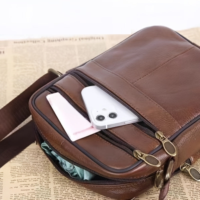 Large Genuine Leather Mens Shoulder Bag
