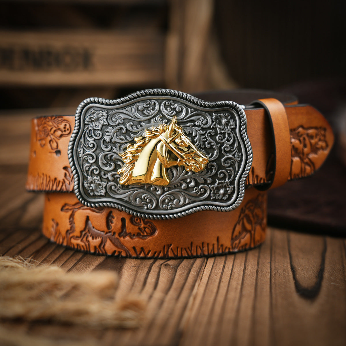 Men's Classic Western Belt - Durable Faux Leather Strap