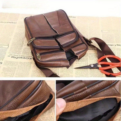 Authentic Leather Crossbody Messenger Bag for Men