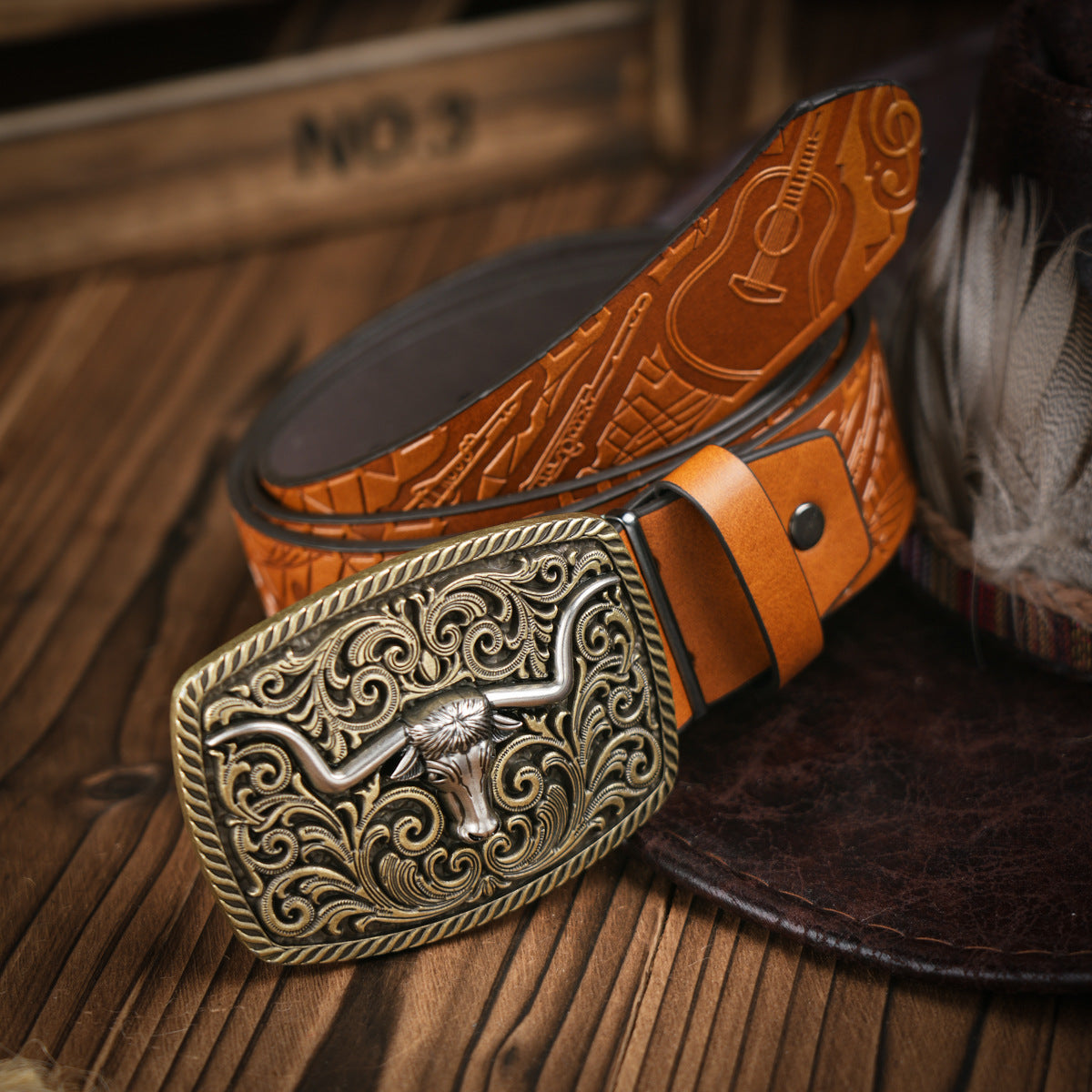 Men's Vegan Leather Belt with Strong Metal Buckle