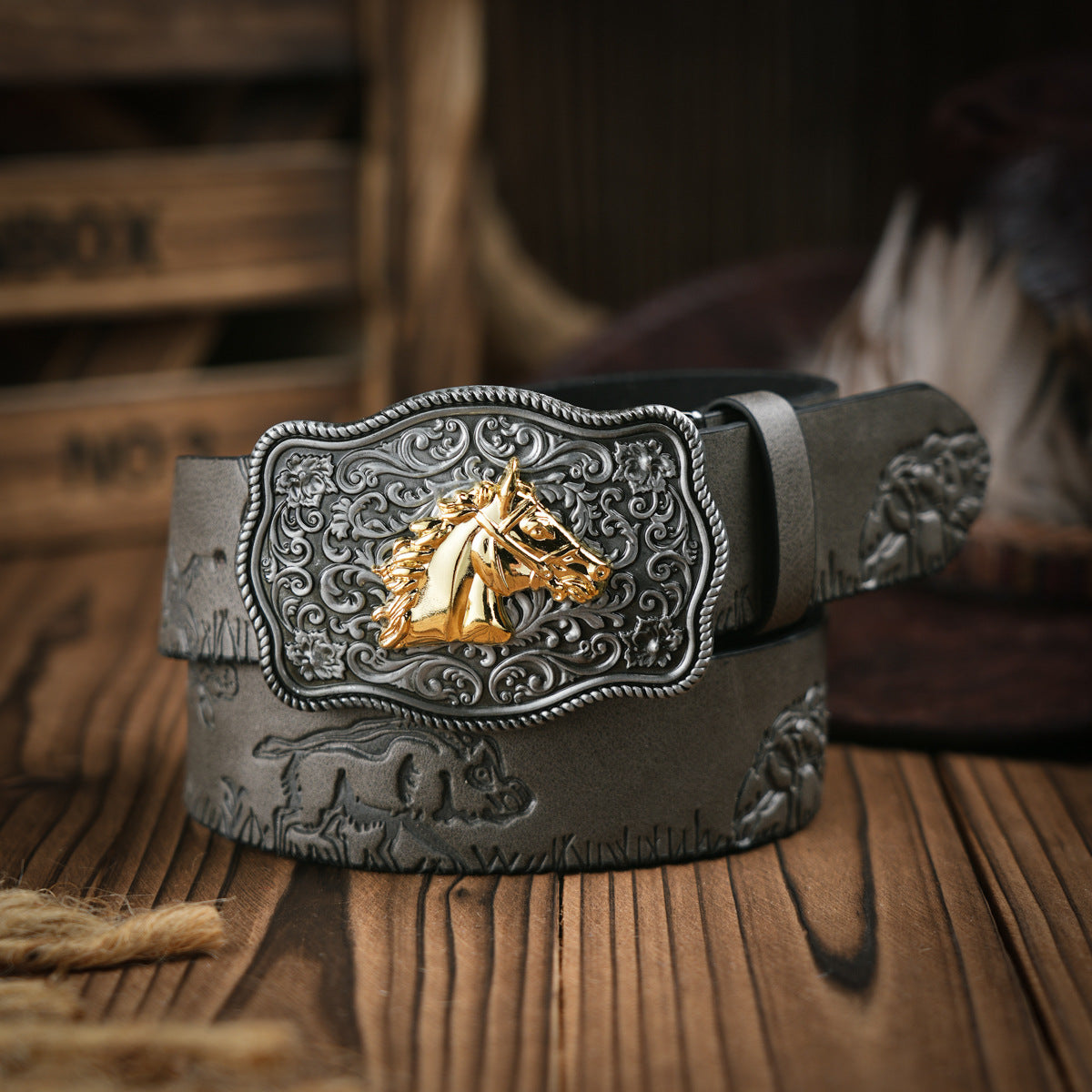 Men's Vegan Leather Belt with Strong Metal Buckle