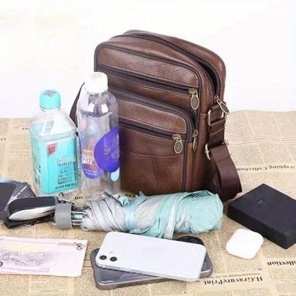 Authentic Leather Crossbody Messenger Bag for Men