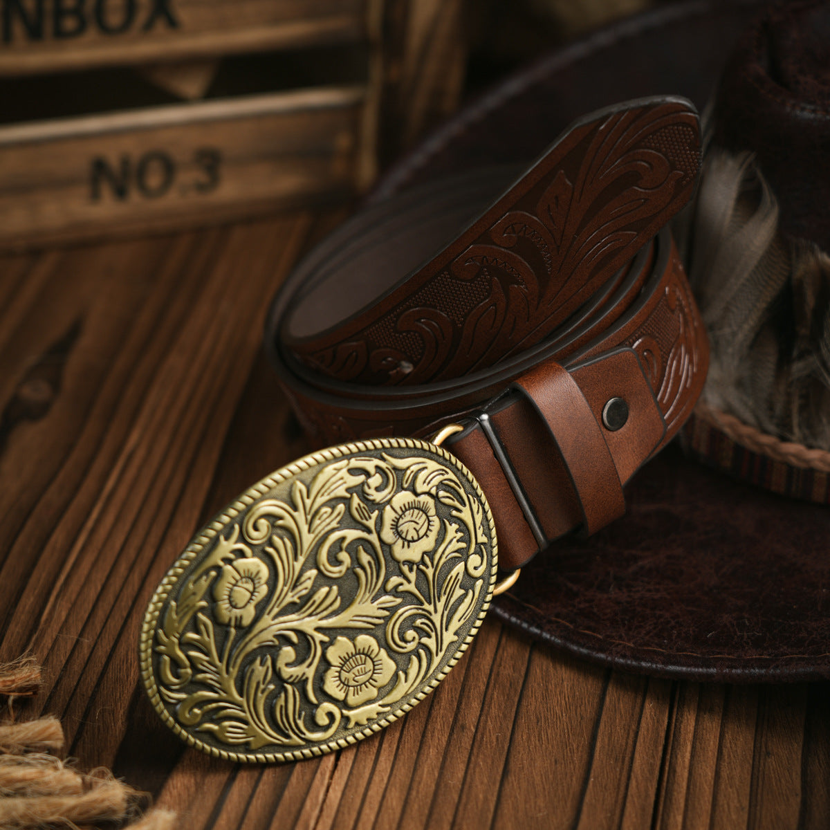 Men's Classic Western Belt - Durable Faux Leather Strap