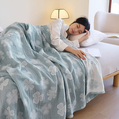 Four-Leaf Clover Cotton Blanket
