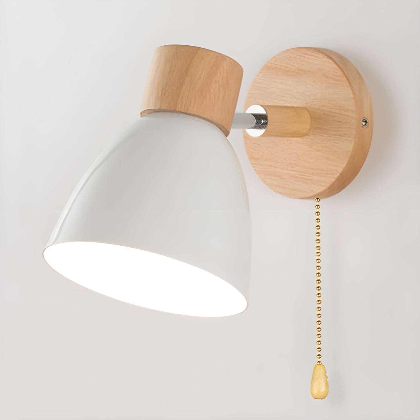 Rustic Wooden Bedroom Wall Light with Switch - Cofik