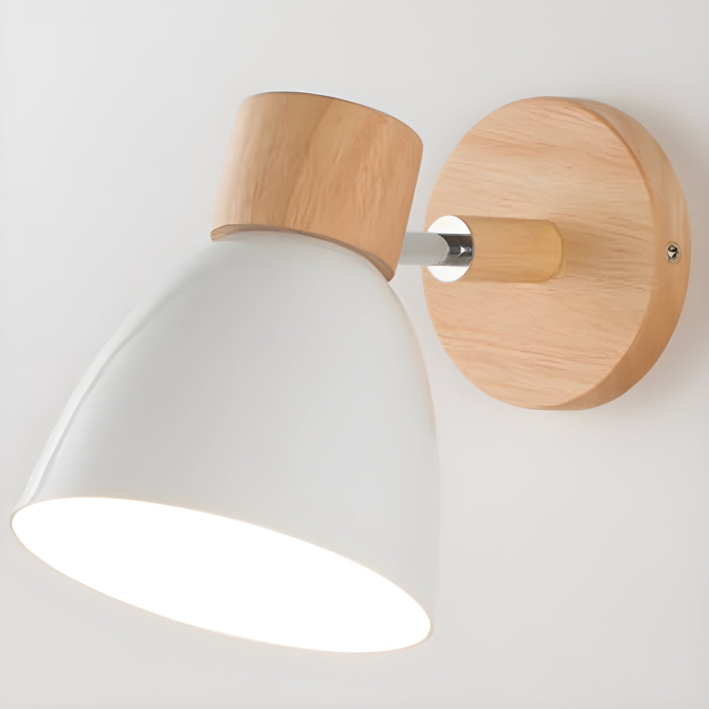 Rustic Wooden Bedroom Wall Light with Switch