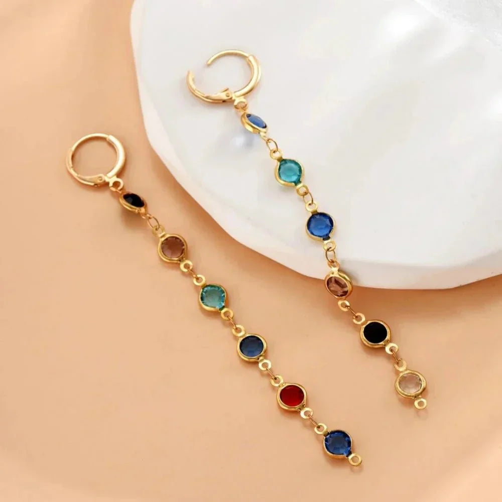 Sparkling Gemstone Circle Earrings