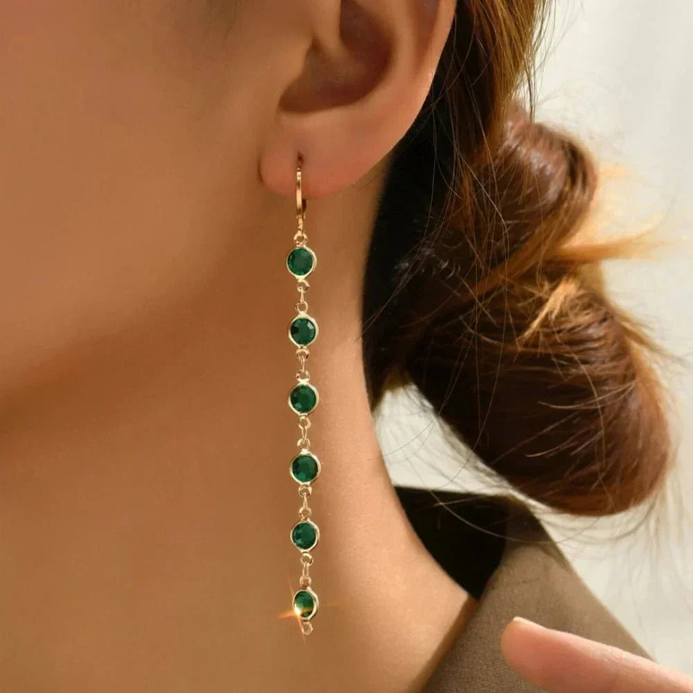 Sparkling Gemstone Circle Earrings