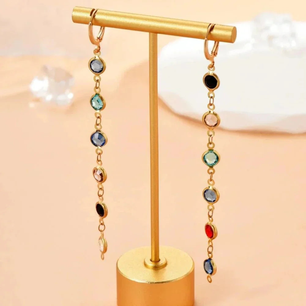 Sparkling Gemstone Circle Earrings