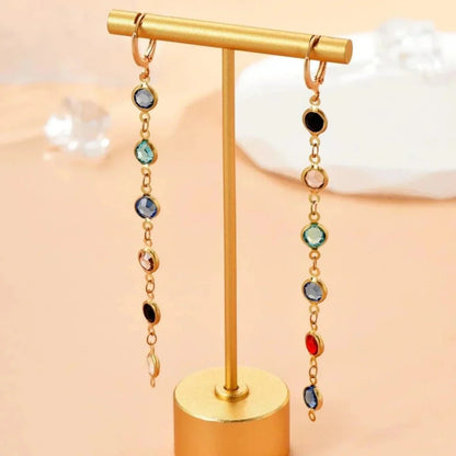 Sparkling Gemstone Circle Earrings