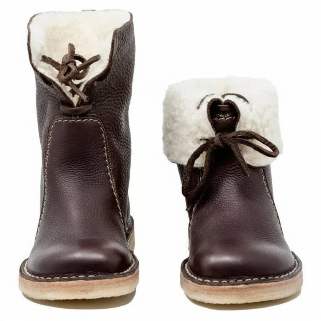 Genuine Leather Wool-Lined Thermal Hiking Boots