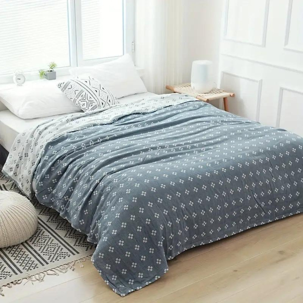 Soft Grey Patterned Throw Blanket - Cofik