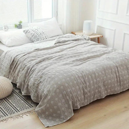 Soft Grey Patterned Throw Blanket