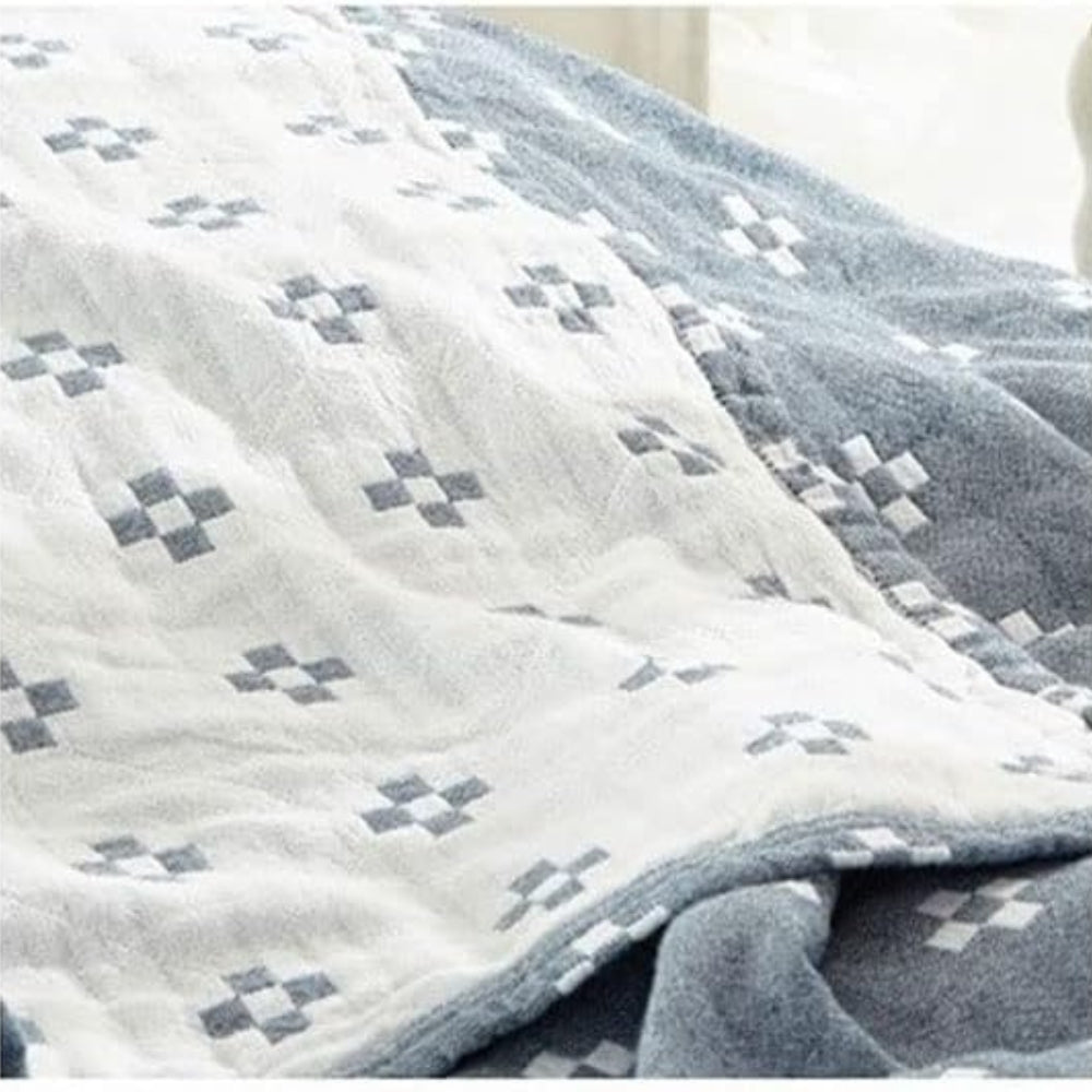 Soft Grey Patterned Throw Blanket